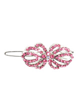 Blossom Swarovski Hair Clip / Dog Barrette - This hair clip could be a bow but it could be a flower, we think it looks like a new flower that has just blossomed. Encrusted with 65 small pink Swarovski crystals, 4 larger pink crystals and one clear crystal centre piece. Measures approx. 3/4'' - 2cm wide.