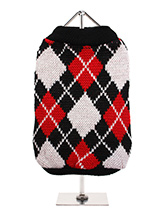 Red & Black Argyle Sweater - Knitted black sweater with a red and white diamond pattern. The Argyle pattern has seen a resurgence in popularity in the last few years due to its adoption by Stuart Stockdale in collections produced by luxury clothing manufacturer, Pringle of Scotland. The rich Scottish heritage will give your pup...