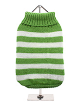 Green & White Candy Stripe Sweater - Nothing spells out fun more than a candy stripe sweater, on these cold days and nights it brings a ray of sunshine into dull days. But it has to be practical and keep the wearer snug and warm which it does with style and panache.