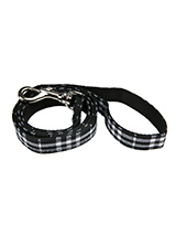 Black & White Tartan Fabric Lead - Here at Urban Pup our design team understands that everyone likes a coordinated look. So we added a Black and White Tartan Fabric Lead to match our Black and White Tartan Harness, Bandana and collar. This lead is lightweight and incredibly strong.