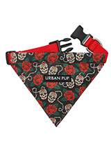 Skull & Roses Bandana - Lets get, lets get rocked with our tattoo inspired Skull and Roses Bandana. Just attach your lead to the D ring and this stylish Bandana can also be used as a collar. It is lightweight and incredibly strong. You can be sure that this stylish and practical Bandana will be admired from both near and a...