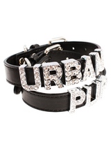 Black Leather Personalised Dog Collar (Diamante Letters) - Black Leather Personalised Dog Collar (Diamante Letters)